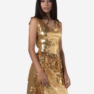 D448 Gold night party dress